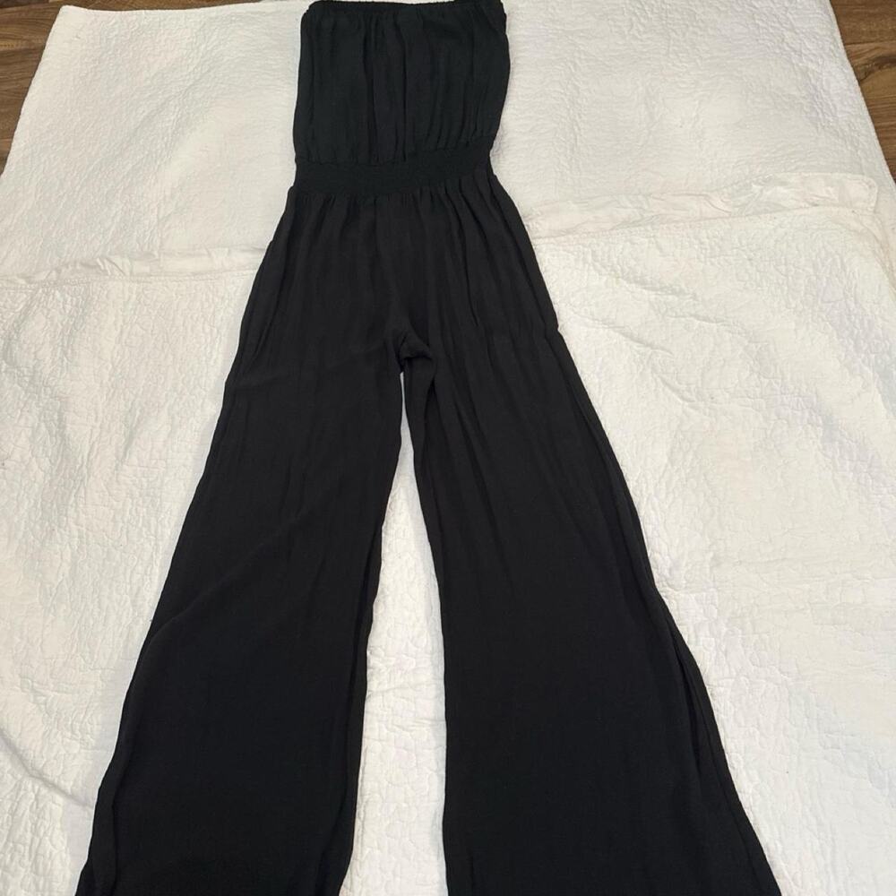 Black strapless jumpsuit